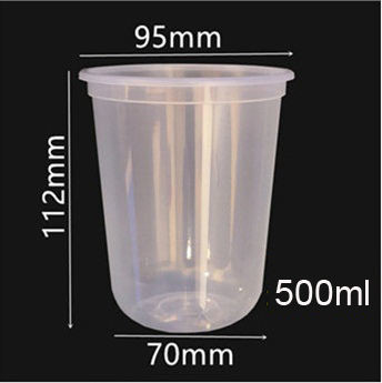 Os copos plásticos descartáveis afastados claros engrossaram 95 o calibre em forma de u 500ml com tampas