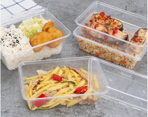 Plástico descartável livre empilhável do recipiente de alimento de BPA Microwavable com tampa