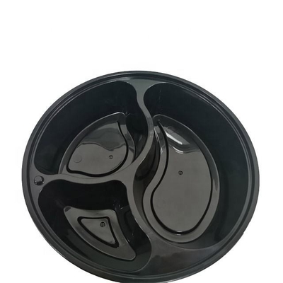 O fast food Pp plásticos de 3 compartimentos leva embora o preto descartável da lancheira