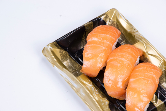 Recipientes de Sushi descartáveis com tampas Recipiente de alimentos quadrados