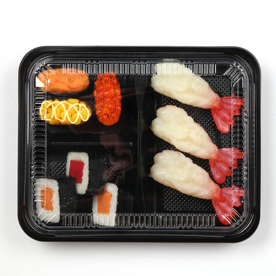 Plástico quadrado japonês descartável com tampa Cinco caixas de frutas Fast Food Caixa de embalagem de comida para levar Caixa de embalagem de sushi lu