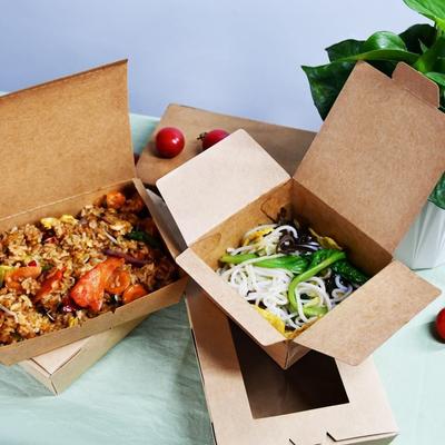 Logotipo personalizado Impressão Kraft Embalagem de alimentos Caixa de almoço de papel de embalagem de alimentos para levar Caixa de cartão com compartimentos