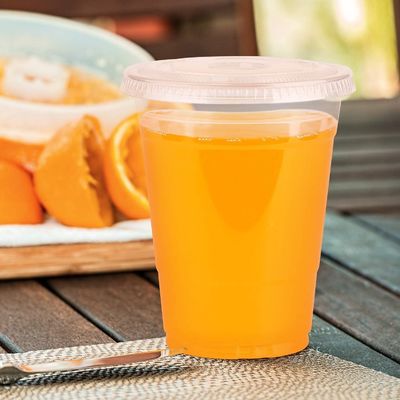 Copo 16Oz plástico descartável claro com tampa do entalhe