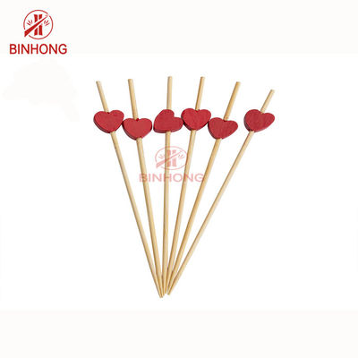 Picaretas coloridas do alimento do bambu da cabeça 18cm do coração para o fruto