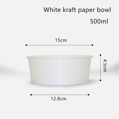 bacia branca descartável do papel de embalagem de 500ml 750ml 1000ml 1300ml para a salada