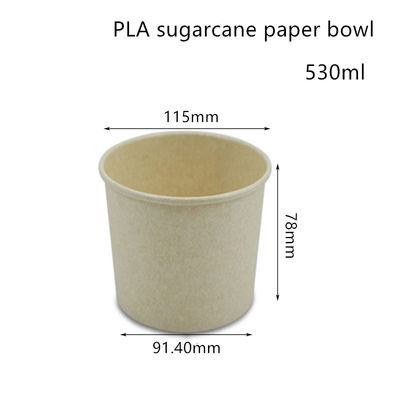 Recipiente afastado de papel da bacia de sopa da cana-de-açúcar Compostable do PLA