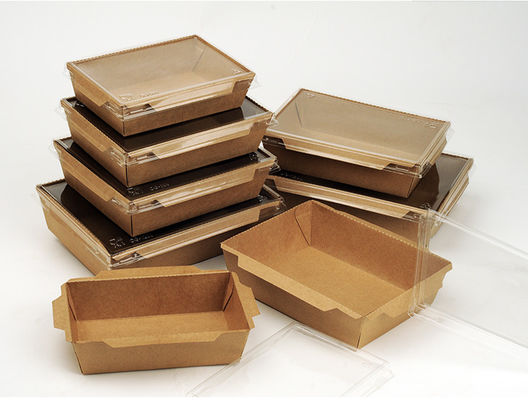 Lancheira afastada descartável de Brown Kraft com tampa do ANIMAL DE ESTIMAÇÃO