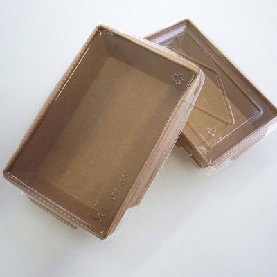 Lancheira biodegradável descartável 500ml retangular de Kraft do recipiente de alimento - 2100ml