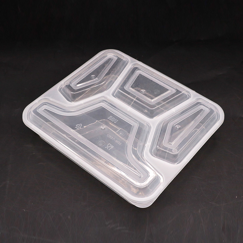 Produto comestível de recipiente de alimento da lancheira do retângulo de quatro PP do compartimento com tampa convexa
