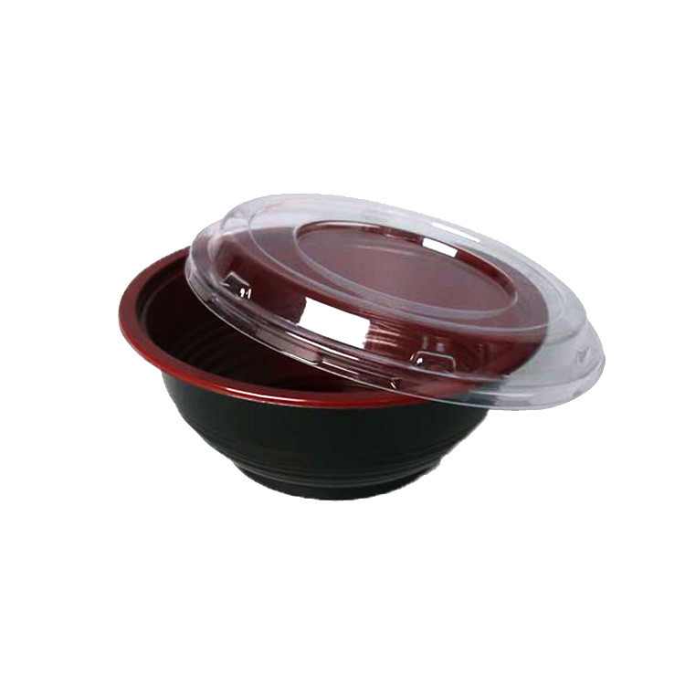 Bacia plástica descartável do macarronete do recipiente vermelho e preto da sopa de macarronete