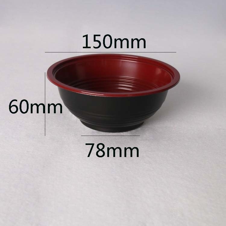 Bacia plástica descartável do macarronete do recipiente vermelho e preto da sopa de macarronete
