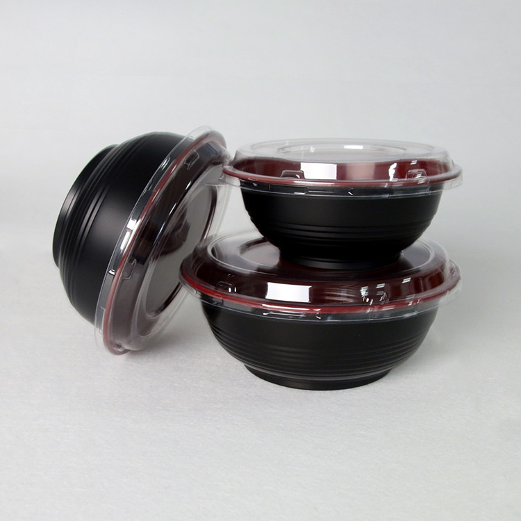 Bacia plástica descartável do macarronete do recipiente vermelho e preto da sopa de macarronete
