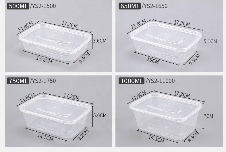 Plástico descartável livre empilhável do recipiente de alimento de BPA Microwavable com tampa