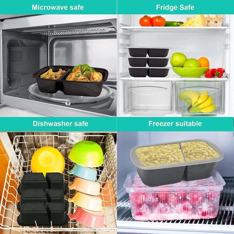 O alimento articulado do compartimento da preparação 3 da refeição parte superior plástica remove o recipiente descartável