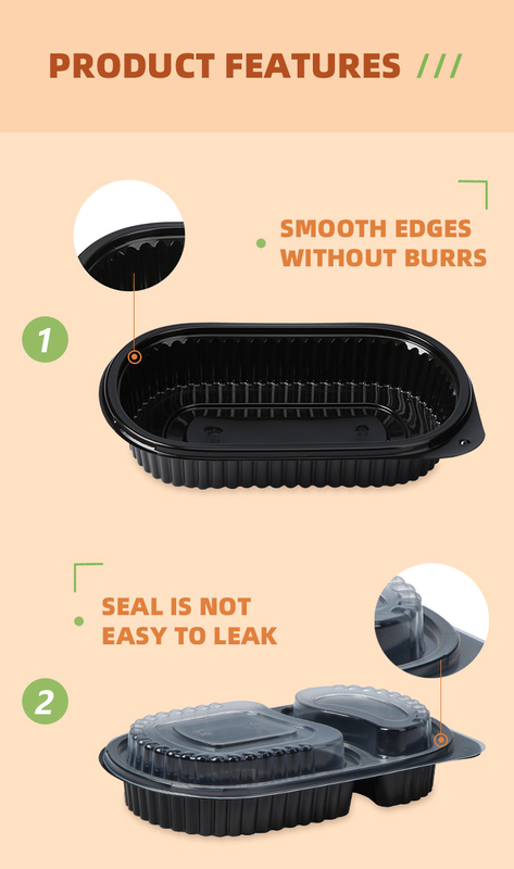 Compartimento plástico de abastecimento de Bento Lunch Box Disposable 2 da micro-ondas do escritório de ODM/OEM