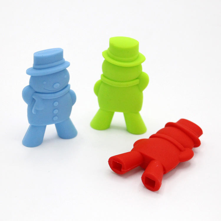 Talheres de desenho animado em forma de boneco de neve de silicone para pauzinhos com cabeça de pauzinho para criança