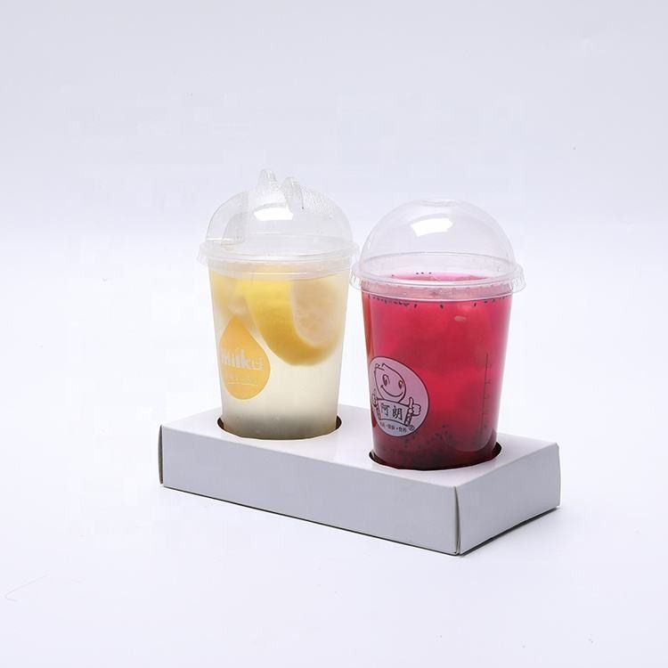 Embalagem de 2 xícaras descartáveis ​​Bandeja porta-copos Kraft para todos os tipos de bebidas para levar