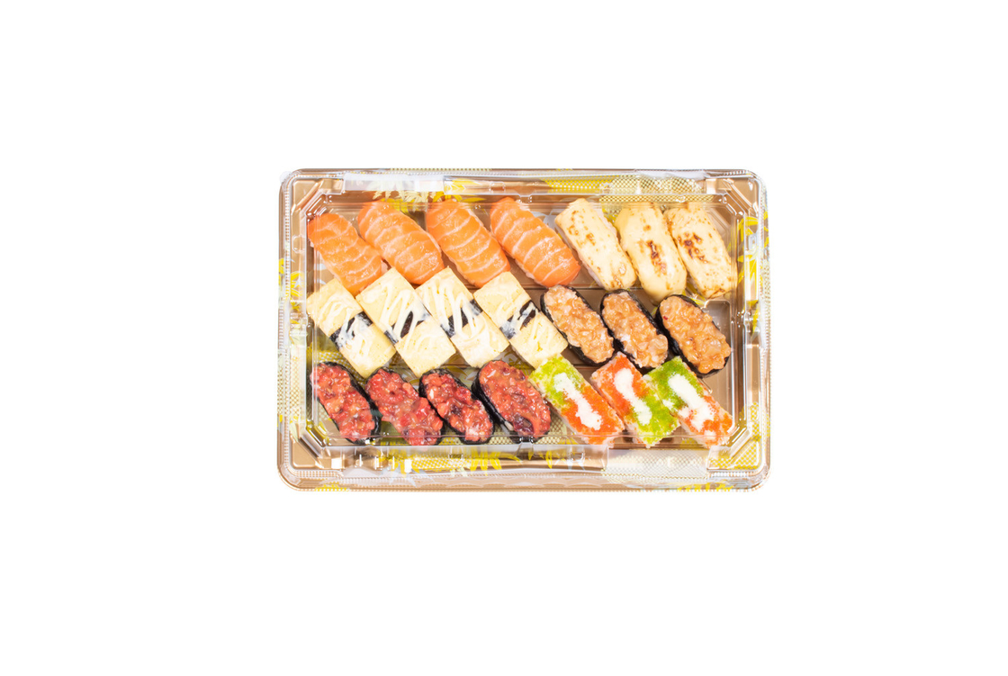bandejas de sushi com tampas para comida para fora e sobremesas descartável animal de estimação com caixa de pastelaria de tampa