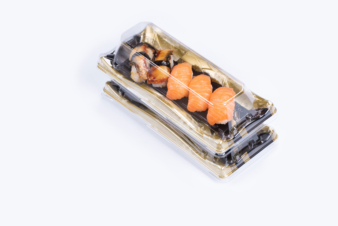Recipientes de Sushi descartáveis com tampas Recipiente de alimentos quadrados