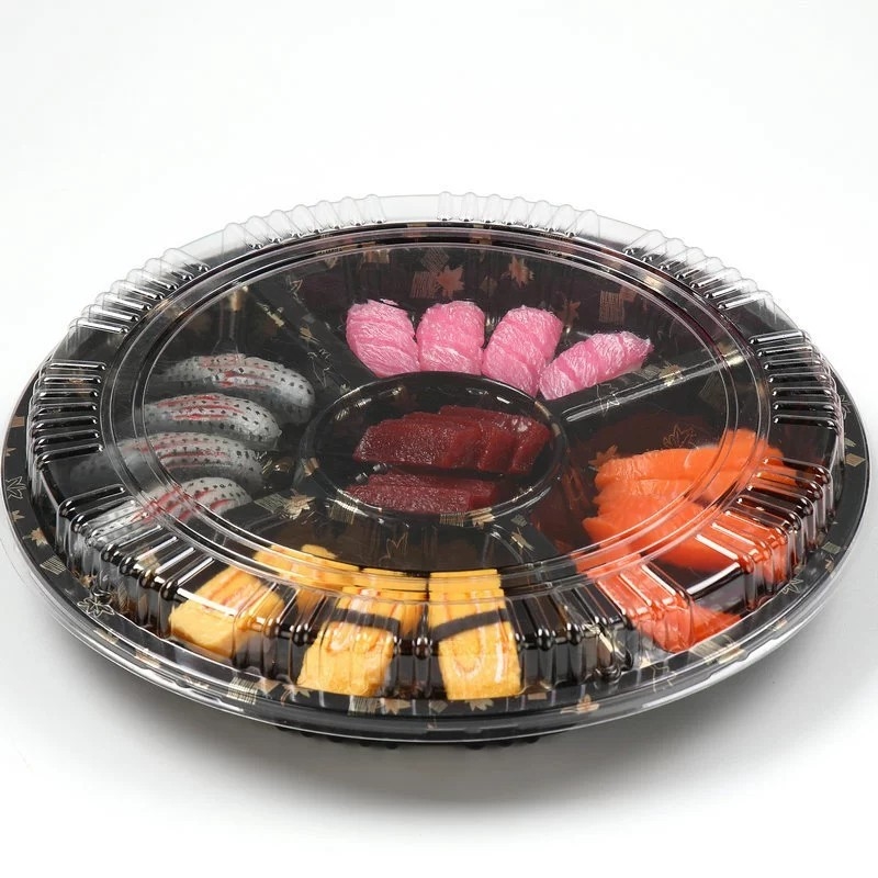 Caixa de embalagem extra de plástico com tampa Caixa Bento Japonesa Caixa Redonda de Sushi