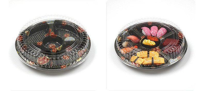 Contenedor de alimentos Caixa de fast food bandeja de plástico de sushi com tampas anti-nevoeiro