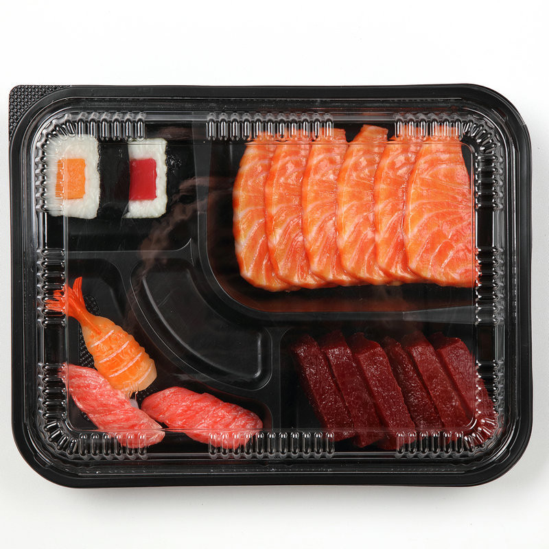 Plástico quadrado japonês descartável com tampa Cinco caixas de frutas Fast Food Caixa de embalagem de comida para levar Caixa de embalagem de sushi lu