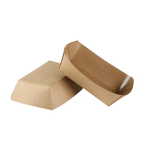 Impressão personalizada Biodegradável Forma de barco Frite Container Takoyaki Caixa de papel da bandeja