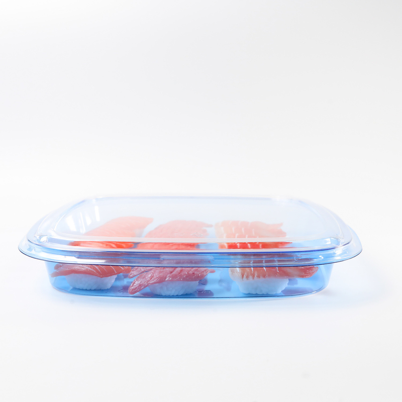 Caixinha de embalagem de plástico para boa alimentação de plástico azul caixa de sushi descartável