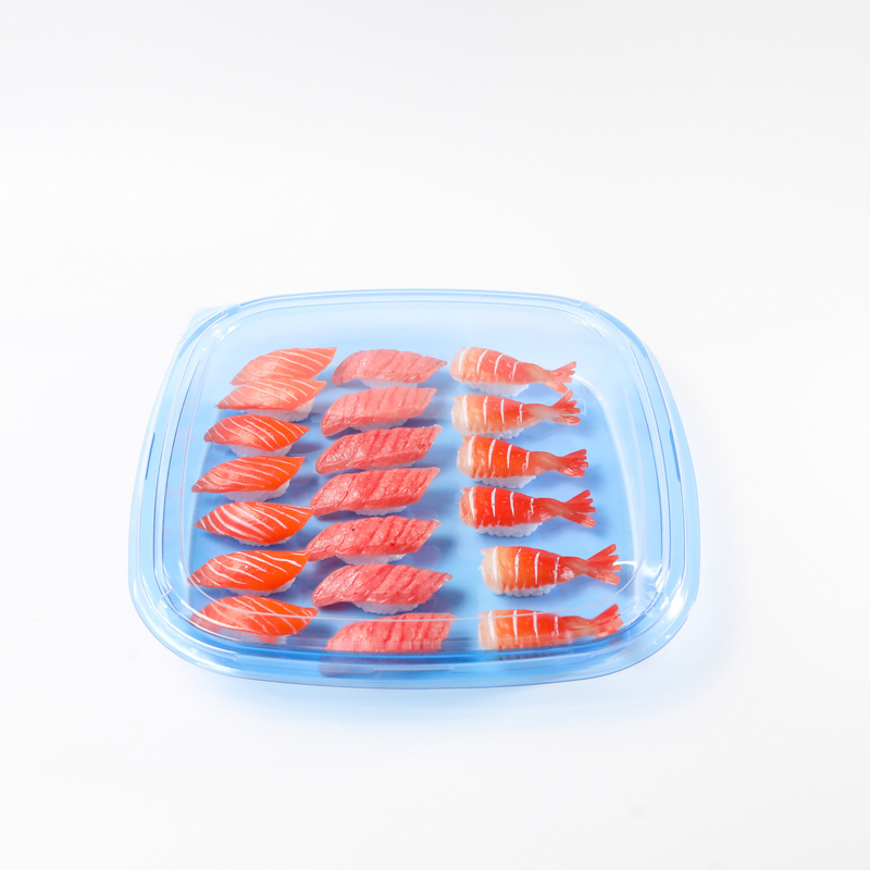 Caixinha de embalagem de plástico para boa alimentação de plástico azul caixa de sushi descartável