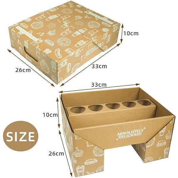 Caixa de comida descartável de papel Kraft,caixa de piquenique ; Caixa para levar para restaurante, caixa de fast food