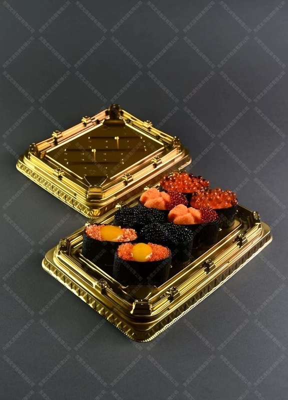 Caixa tradicional japonesa de sushi em plástico para serviço de alimentos e frutas