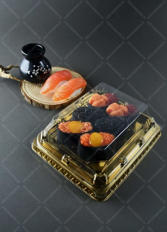 Caixa tradicional japonesa de sushi em plástico para serviço de alimentos e frutas