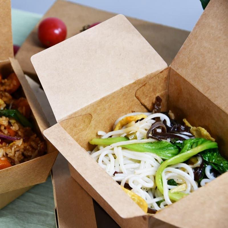 Caixa de embalagem de papel kraft para alimentos, caixa de alimentos descartável personalizada ecológica para embalagens para levar