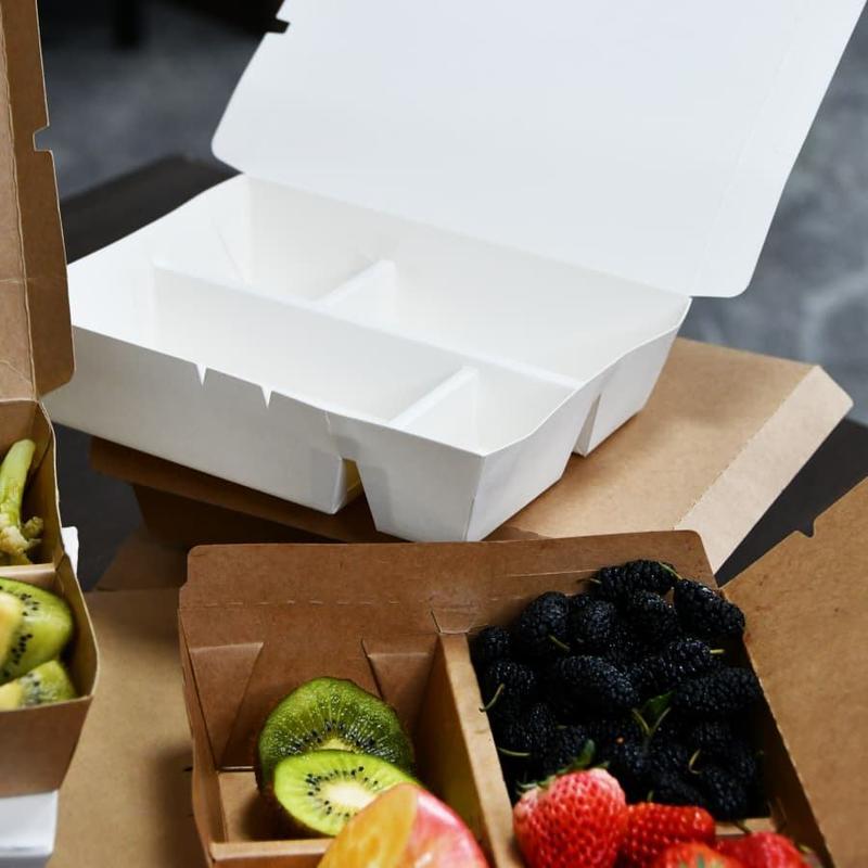 New Product 2025 5-grid Packaging Deli Lunch Box Small Kraft Paper Biscuit Box Lunch Food Box