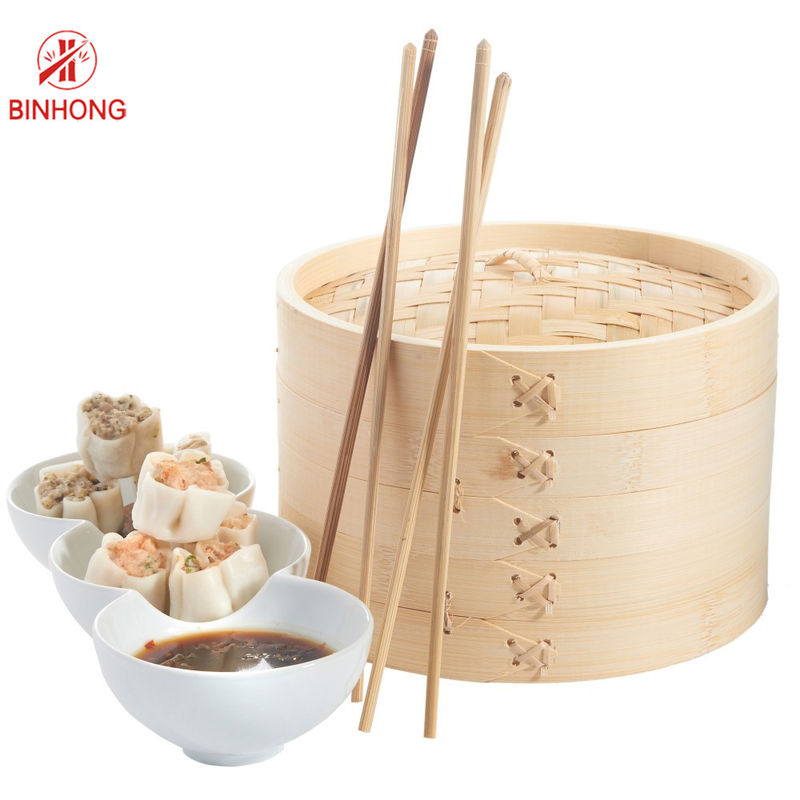 Cozinha que cozinha a cesta de bambu lisa de 28cm Dim Sum