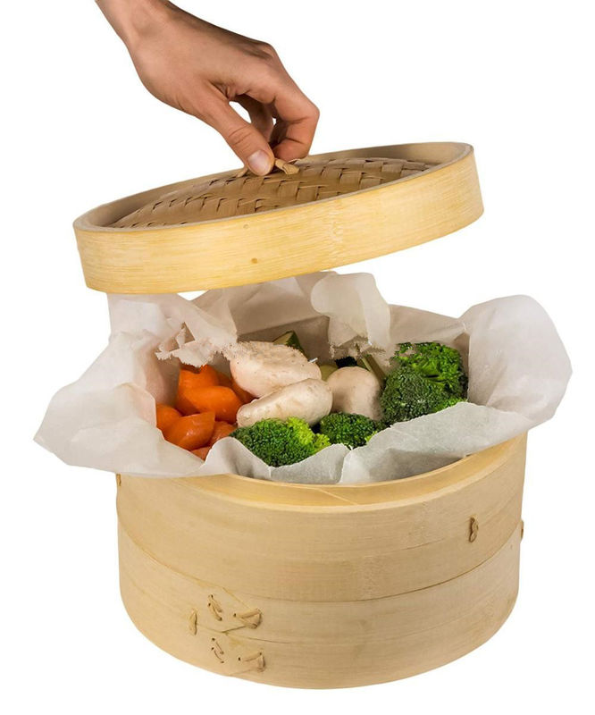 Mini Natural Bamboo Food Steamer para bolinhas de massa Dim Sum dos peixes da carne dos vegetais do arroz