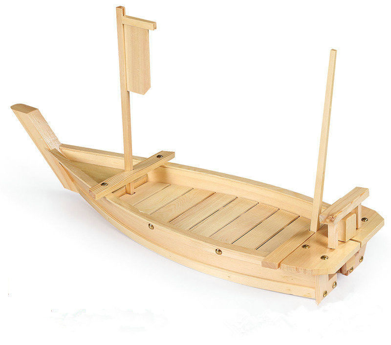 Barco de bambu sustentável Tray With Flagpole do sushi de 70cm
