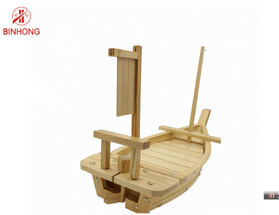 Barco de bambu sustentável Tray With Flagpole do sushi de 70cm