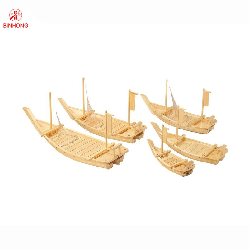 Barco de bambu sustentável Tray With Flagpole do sushi de 70cm