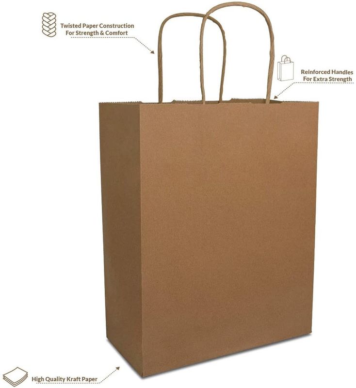 Saco de papel de Eco 80% PCW 8x4x10 amigável” Kraft