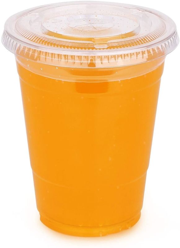 Copo 16Oz plástico descartável claro com tampa do entalhe