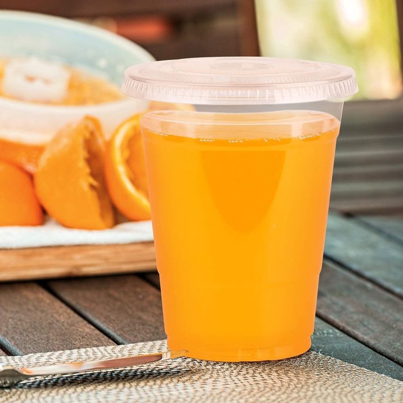 Copo 16Oz plástico descartável claro com tampa do entalhe