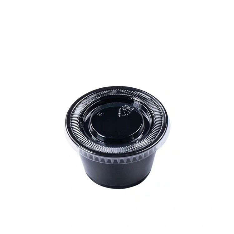 Copo descartável preto do molho da tampa 1.5OZ do ANIMAL DE ESTIMAÇÃO da cor