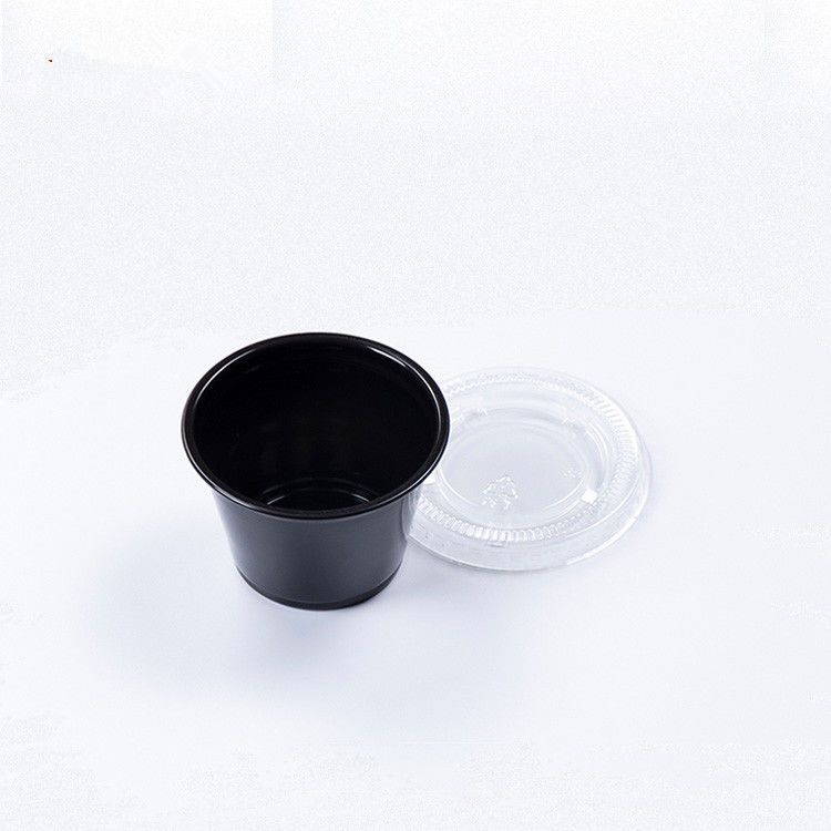 Copo descartável preto do molho da tampa 1.5OZ do ANIMAL DE ESTIMAÇÃO da cor