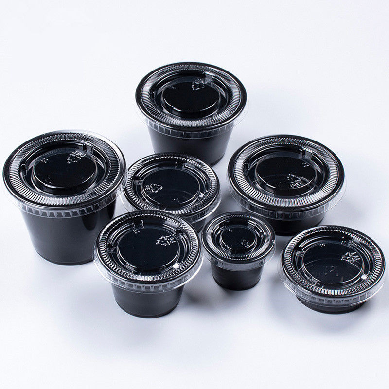 Copo descartável preto do molho da tampa 1.5OZ do ANIMAL DE ESTIMAÇÃO da cor