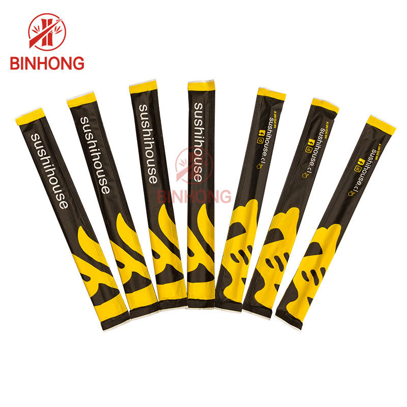 Hashis de bambu de Dispossable dos GÊMEOS de 24CM com o papel completo envolvido para o alimento chinês