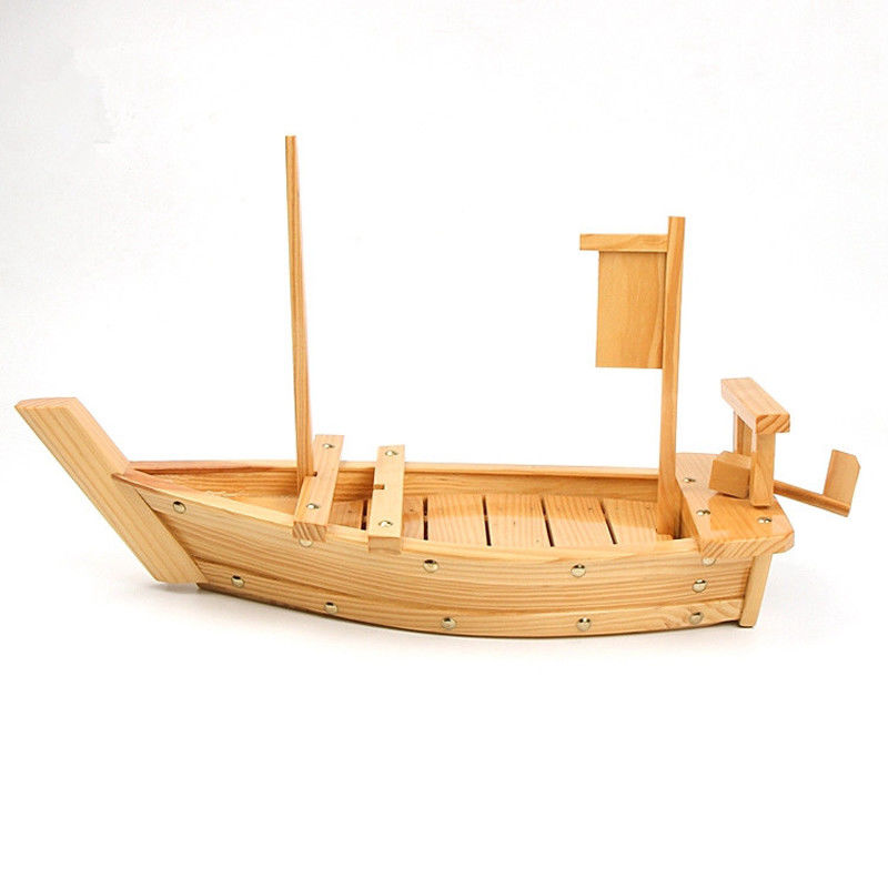 Barco de bambu sustentável Tray With Flagpole do sushi de 70cm