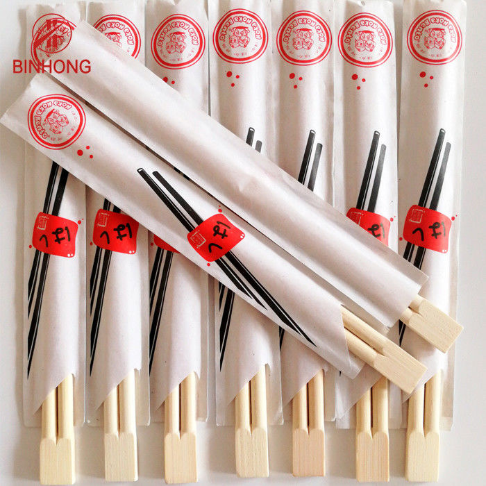 hashis de bambu chineses descartáveis de 20cm com a meia luva do papel