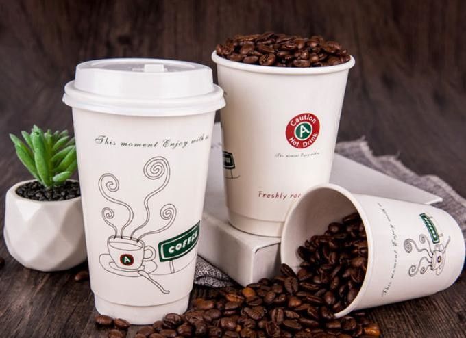 Copo 16oz da bebida do café do papel de embalagem da dupla camada ISO9001 para o café