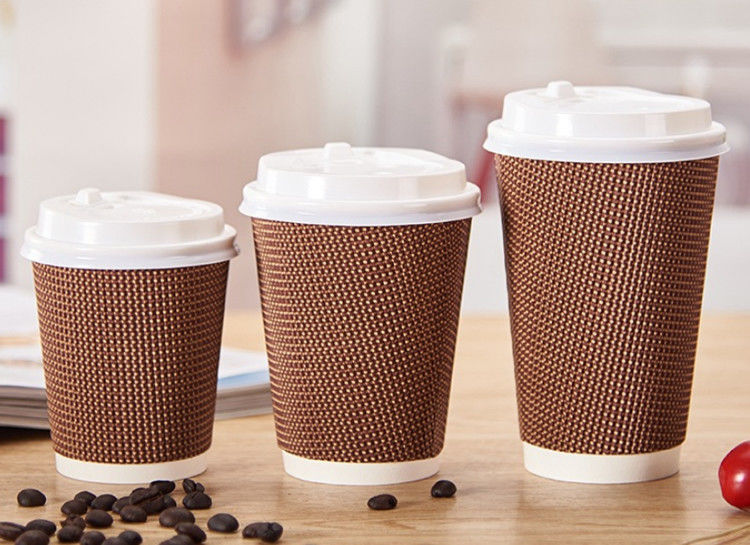 boca de 90mm três copos de café descartáveis ondulados 16oz das camadas